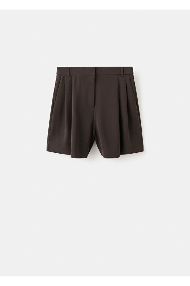 Orta bel düz kesim bermuda şort - 3