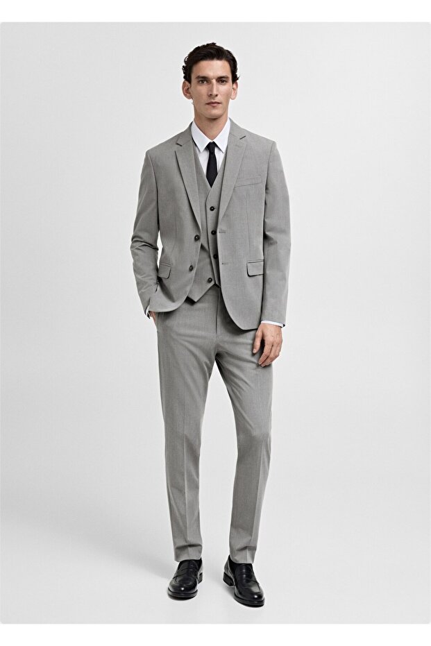 Paris super slim fit kumaş yelek - 2