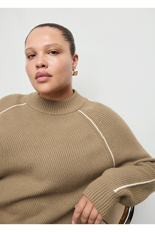 Kontrast çizgili perkins yaka jarse - 8