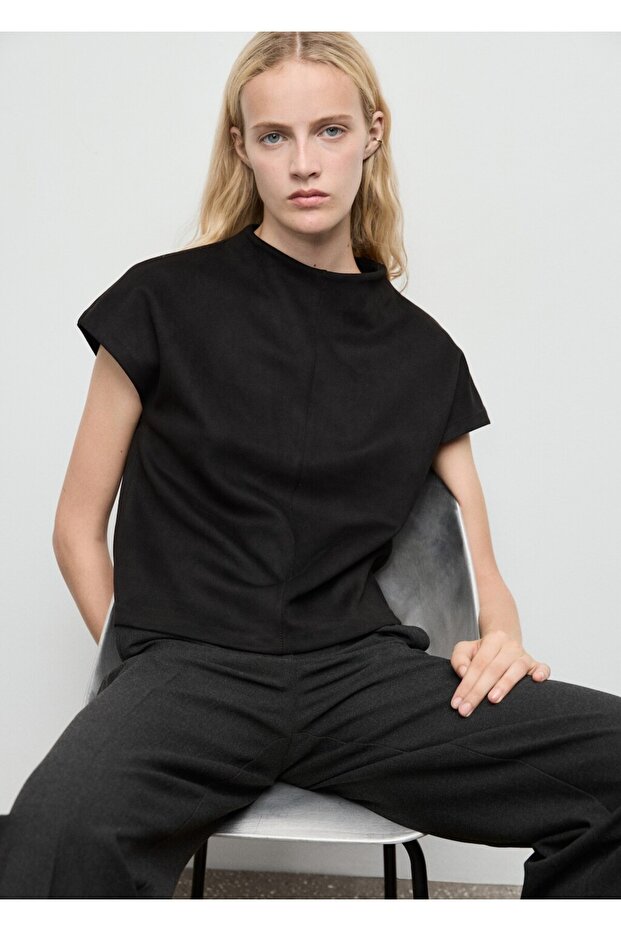 Deri görünümlü tişört - 1