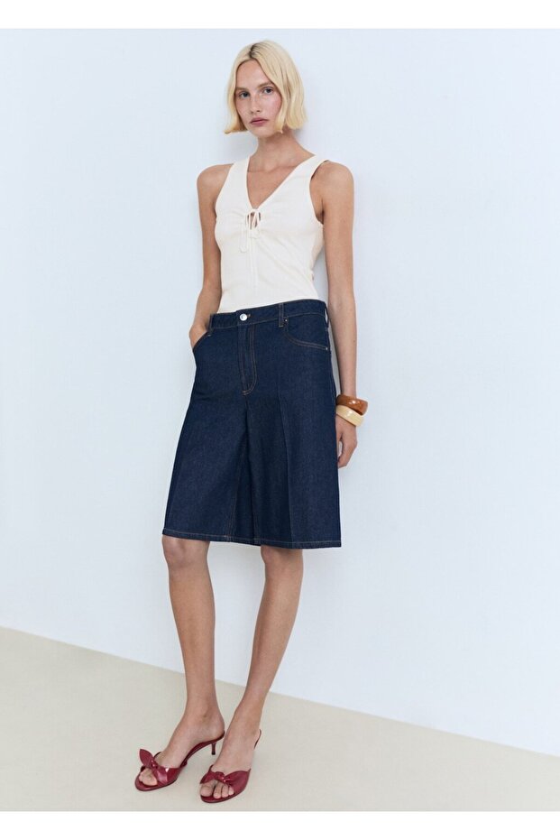 Fiyonklu dokuma bluz - 2