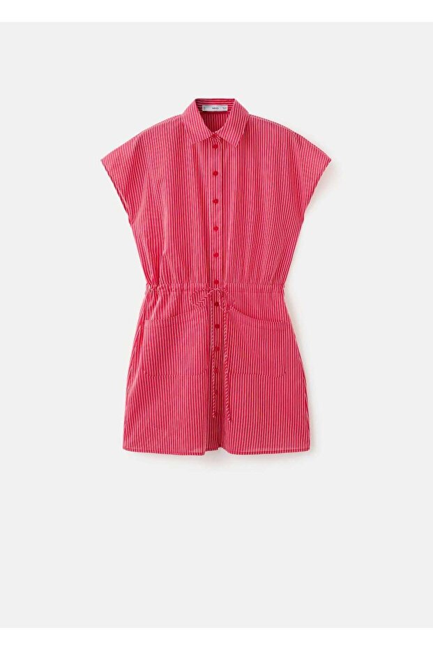 Çizgili gömlek elbise - 3