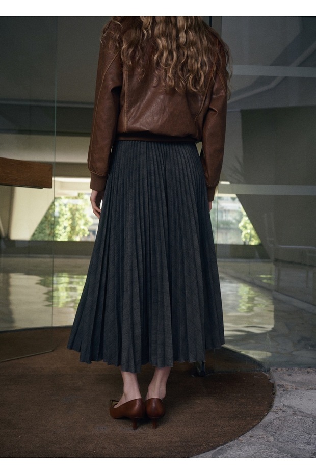 Kareli ve pileli etek - 4