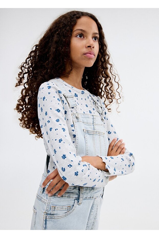 Pamuklu denim tulum - 6