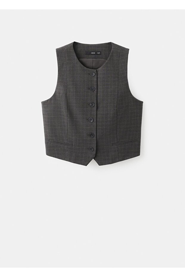 Kareli kumaş yelek - 3