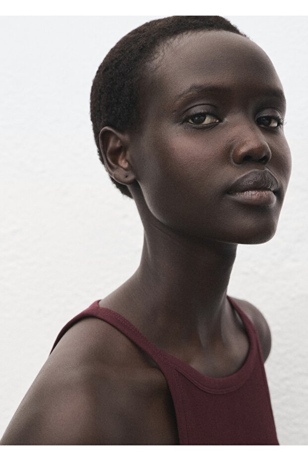 Lastik örgü pamuklu bluz - 6