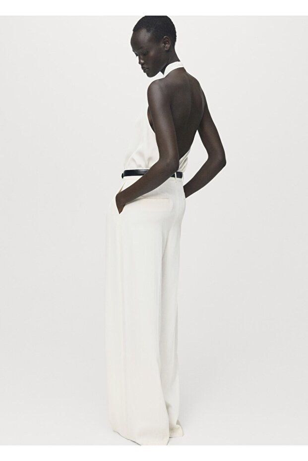 Drape yakalı saten bluz - 4