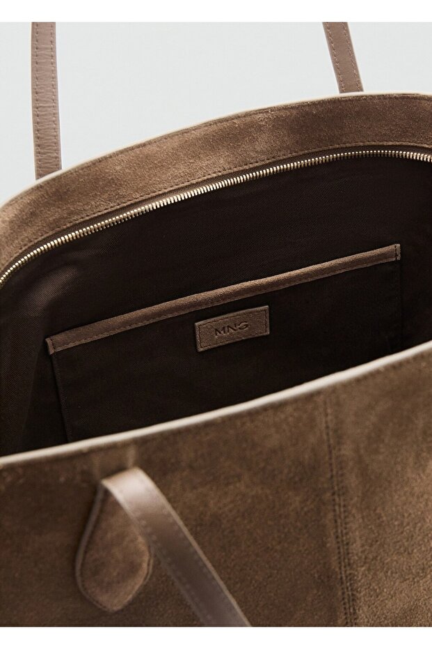Süet shopper çanta - 4