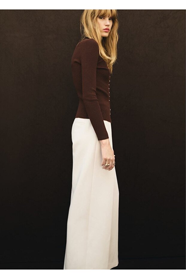 Pileli fermuarlı pantolon - 6