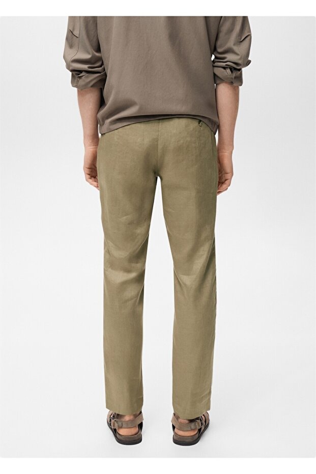 Slim fit %100 keten pantolon - 4