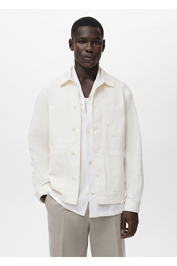 %100 pamuklu denim ceket - 1