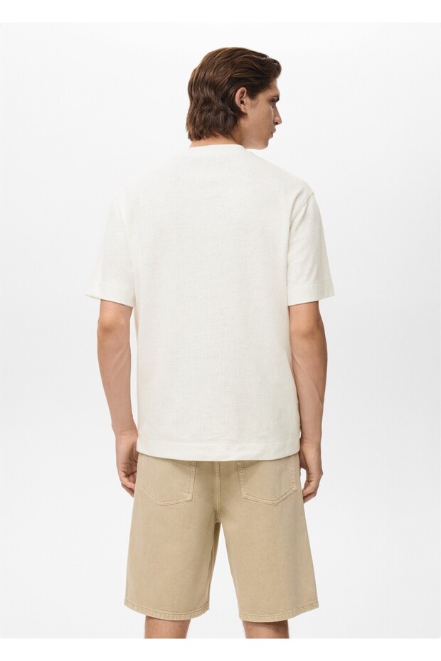 Pamuklu dokuma tişört - 4