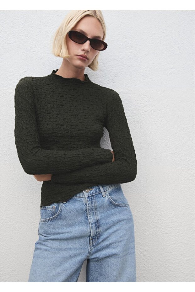 Dokuma krep bluz - 1