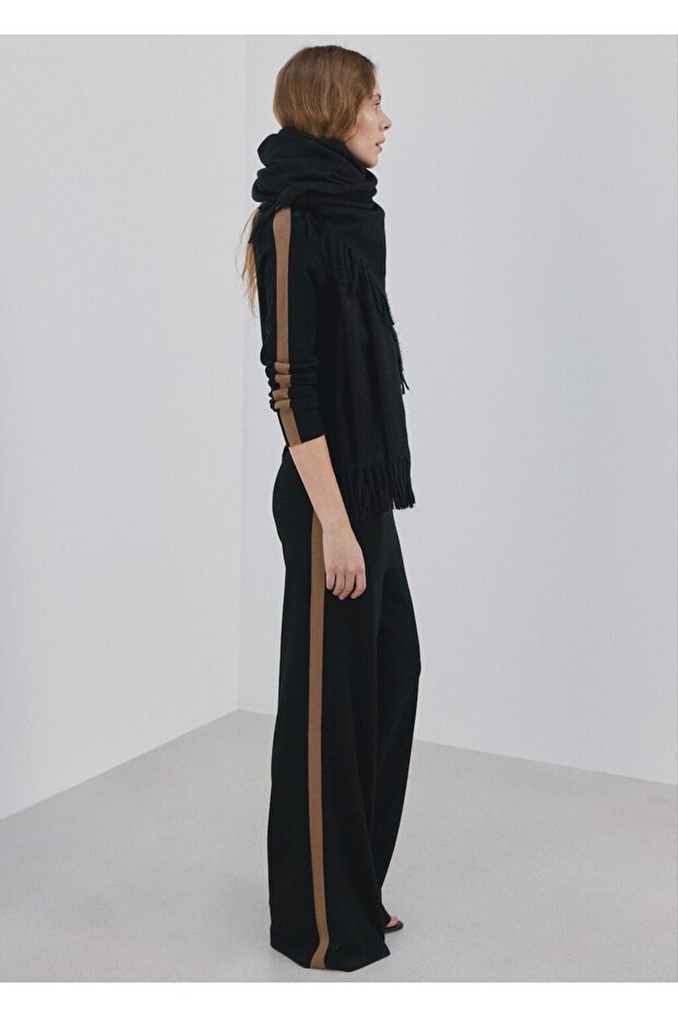 Kontrast çizgili triko pantolon - 7