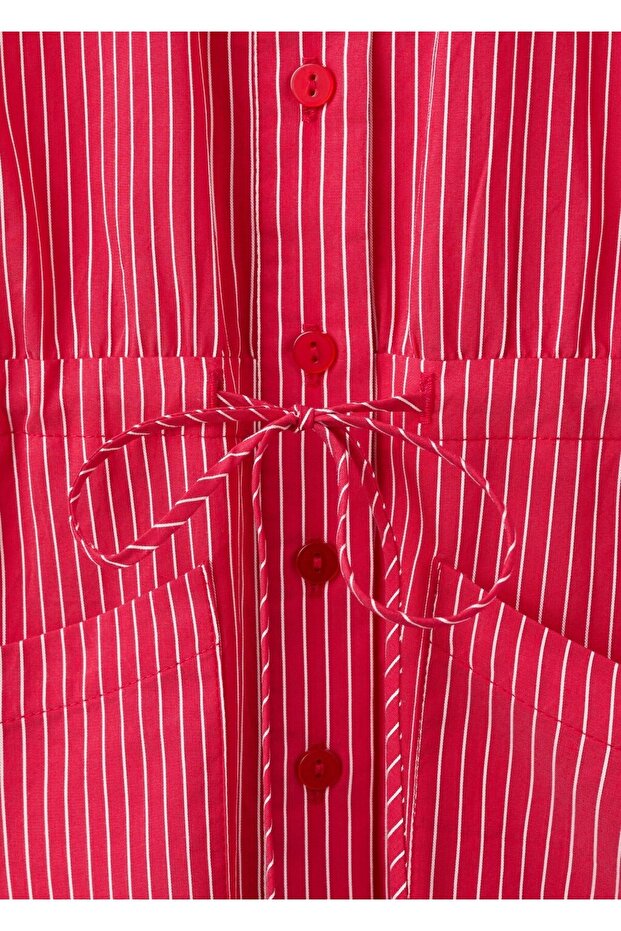 Çizgili gömlek elbise - 7