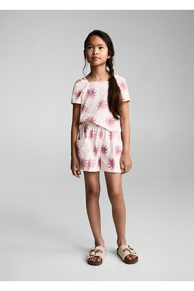 Gemusterte Crop-Bluse - 2