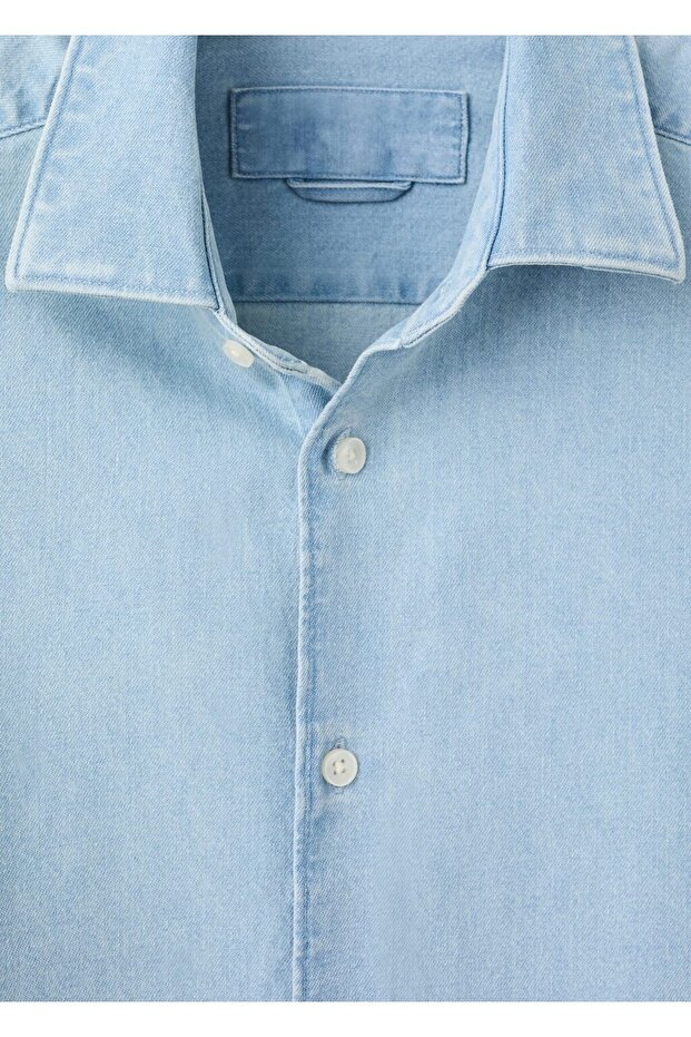 %100 pamuklu denim gömlek - 8