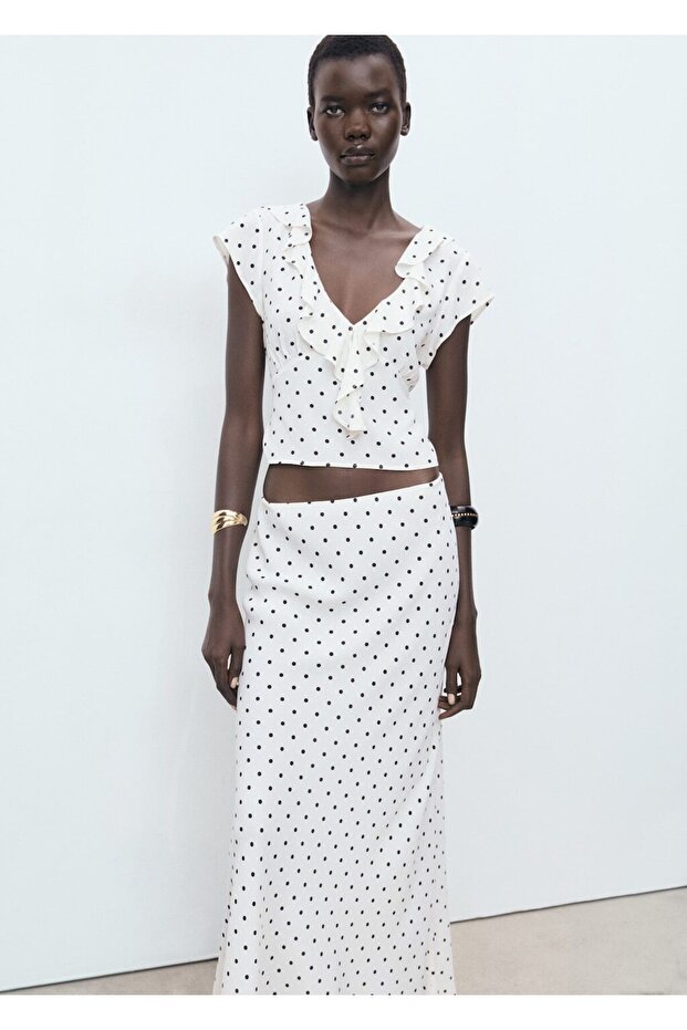 Fırfırlı puantiyeli bluz - 8