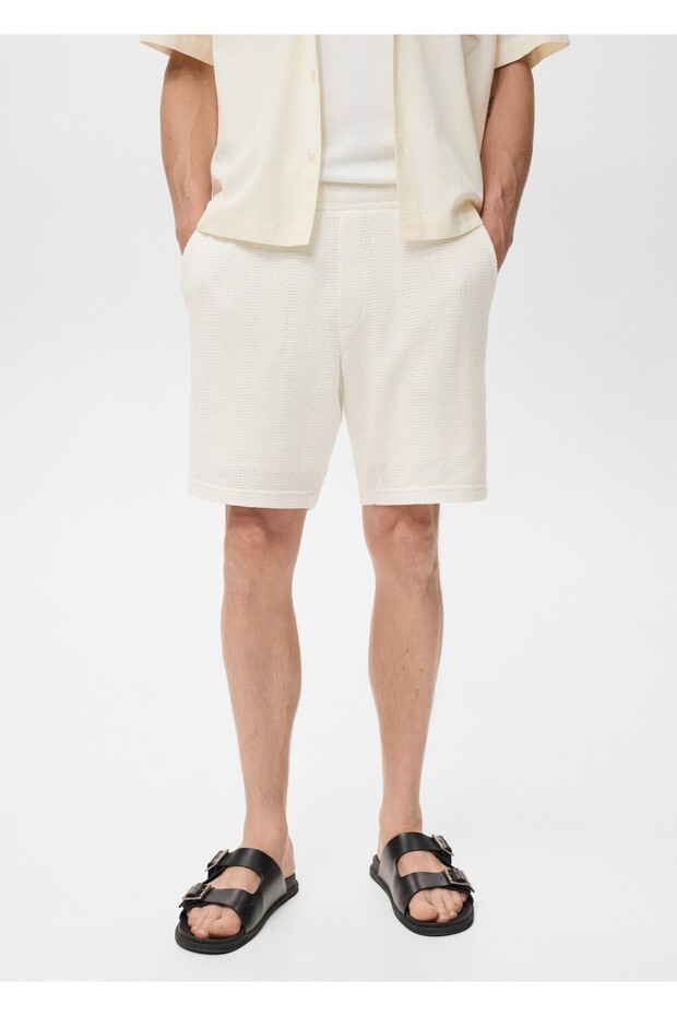 Kalıplı triko bermuda şort - 6