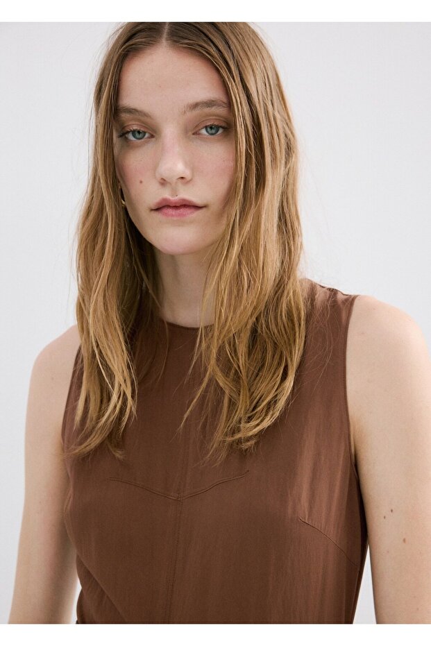 Pileli evaze elbise - 6