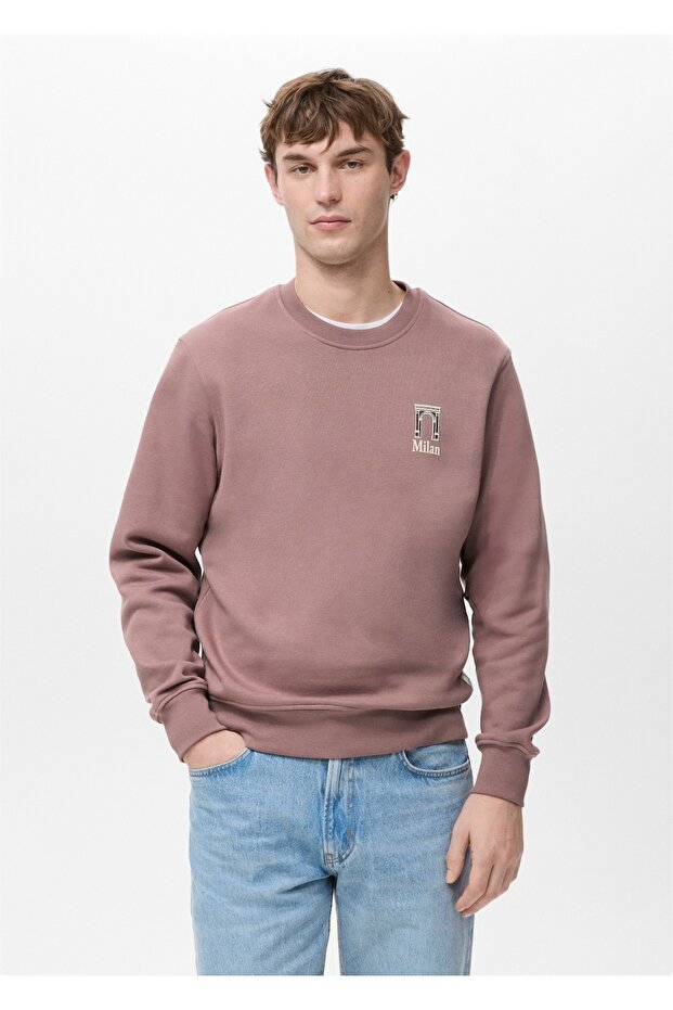 Desenli pamuklu sweatshirt - 1