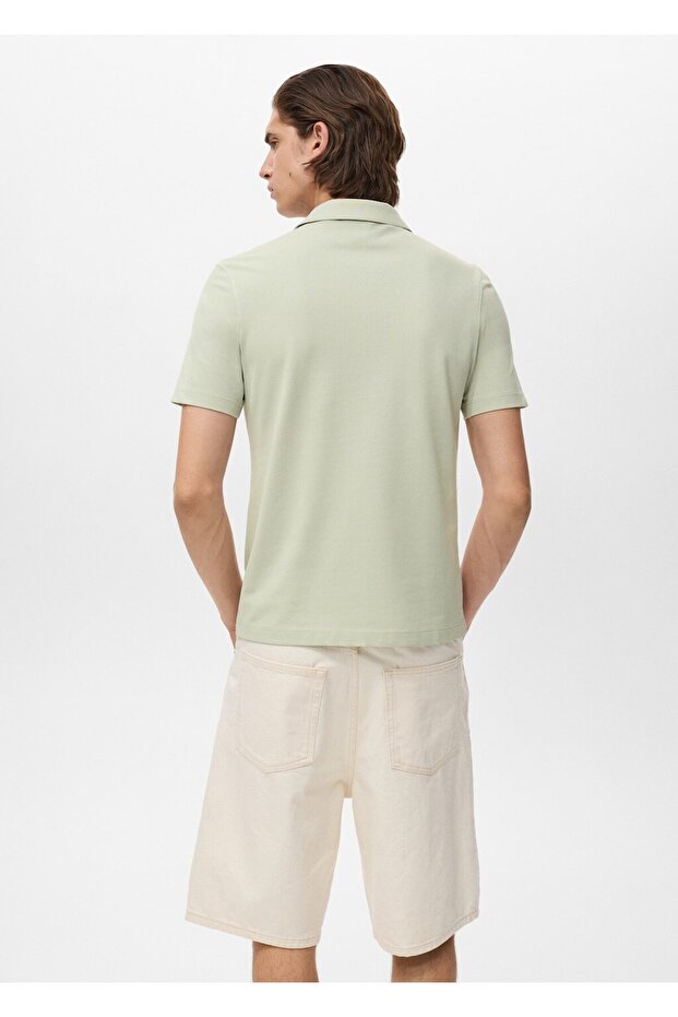 Pamuklu pike polo gömlek - 4