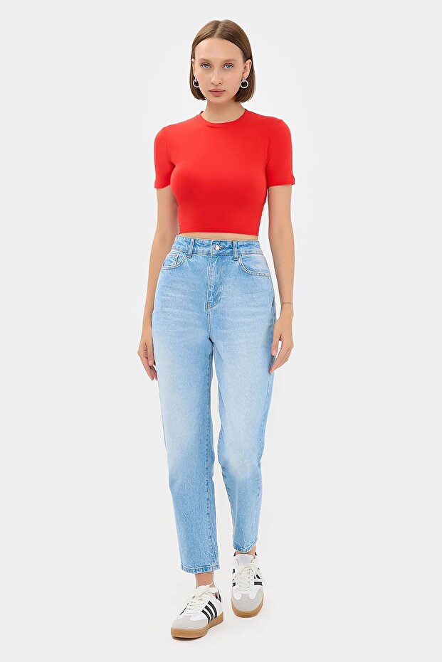Crop top with round collar - 2