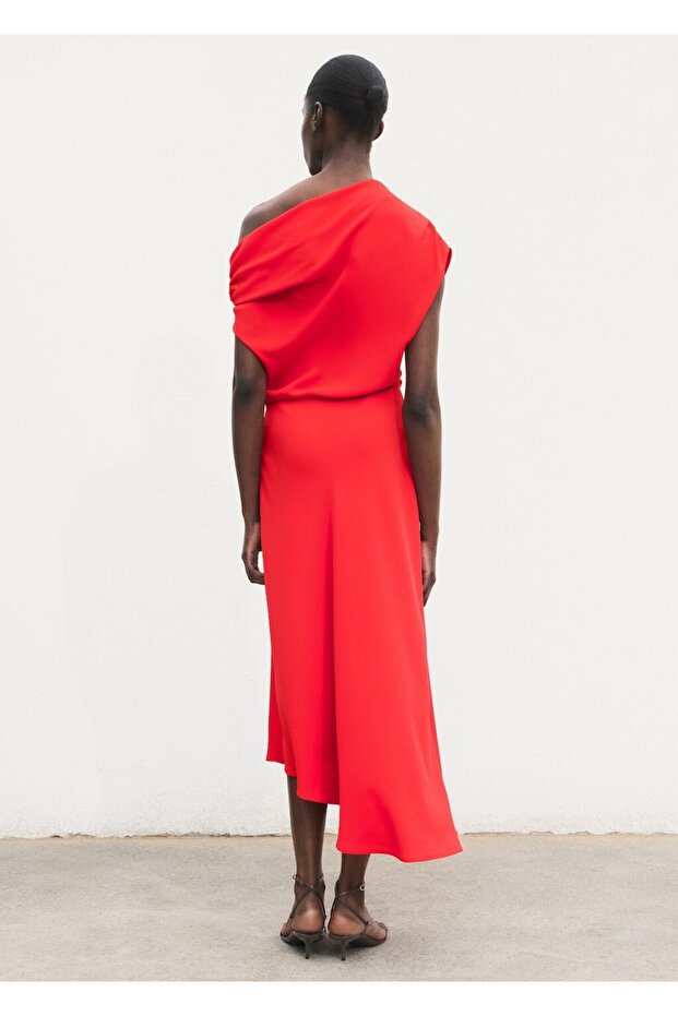 Asimetrik midi elbise - 4