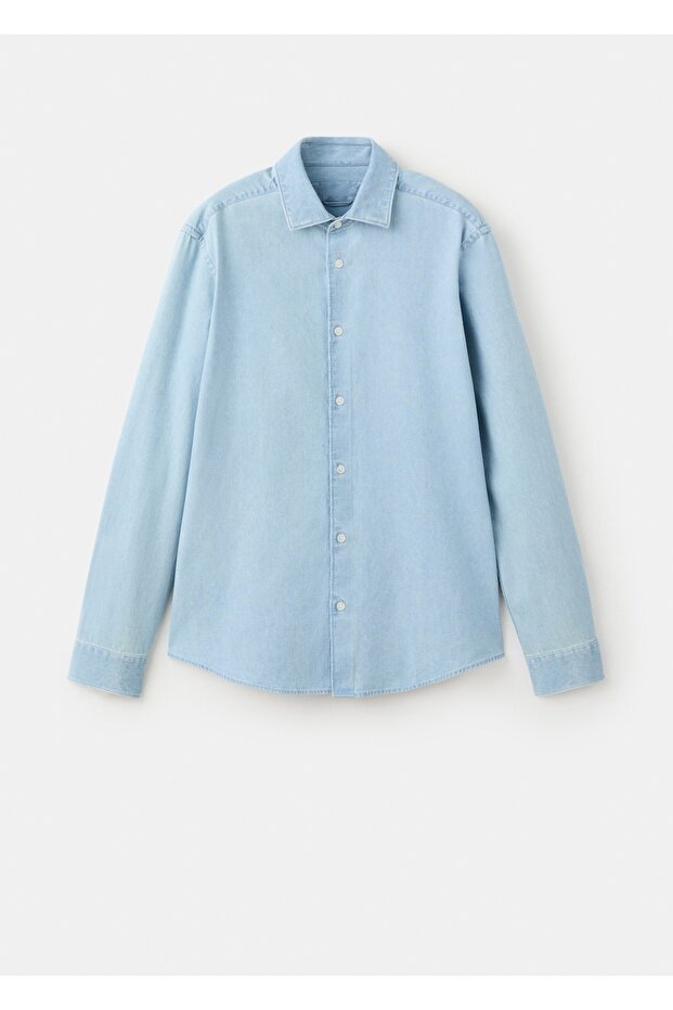 %100 pamuklu denim gömlek - 3