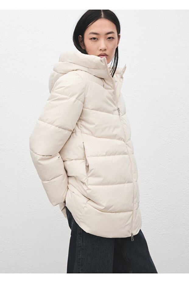 Kapüşonlu kapitone anorak - 1