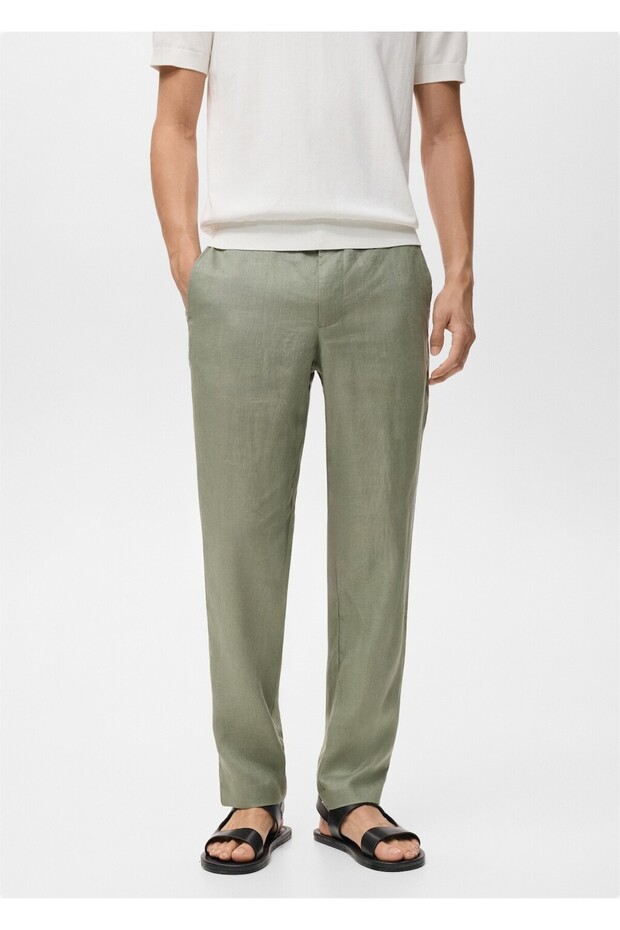 Slim fit %100 keten pantolon - 1