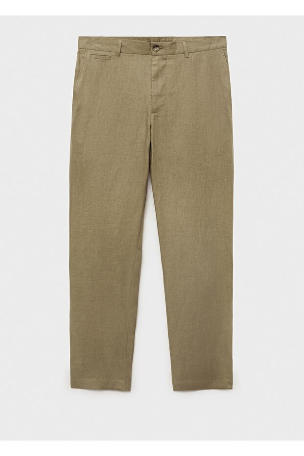 Slim fit %100 keten pantolon - 3