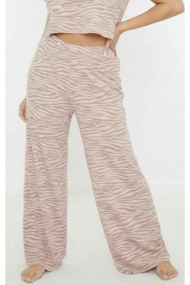 جزء سفلي بنمط حمار وحشي وردي مقاس كبير - 1