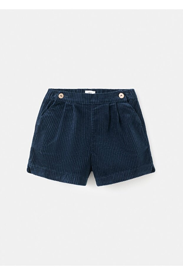 Düğmeli kadife şort - 1