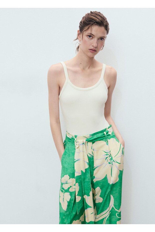 Patterned Belt Pants - 6