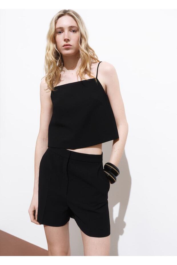 Düğmeli kısa bluz - 1