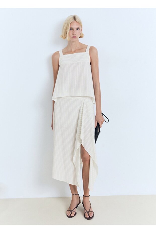 Çizgili askılı bluz - 2