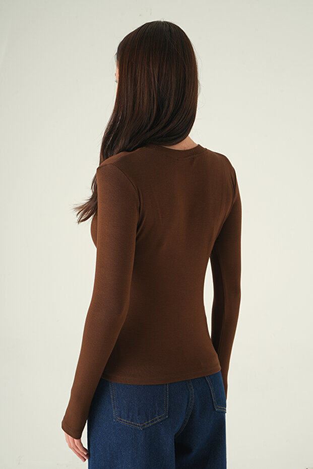 8276A بادي بني اللون مع أزرار أمامية - 5