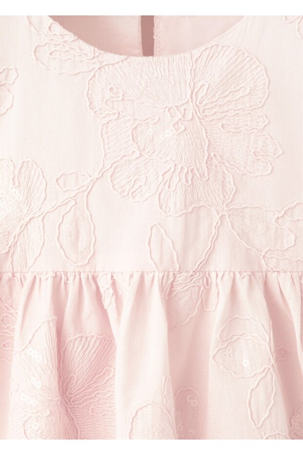 Çiçek işlemeli pamuklu elbise - 5