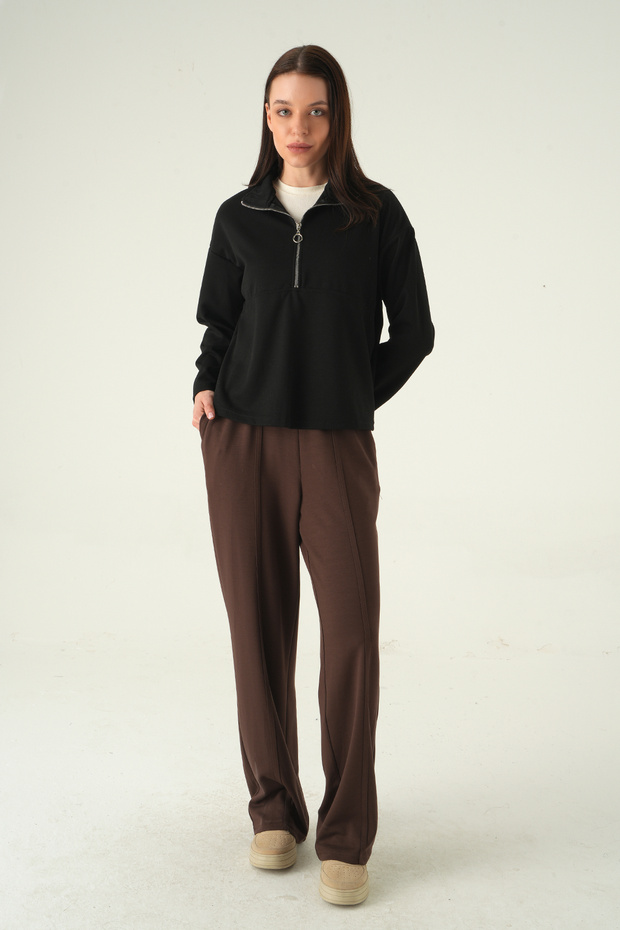 8249A سويت شيرت بسحاب نصفي أسود - 3