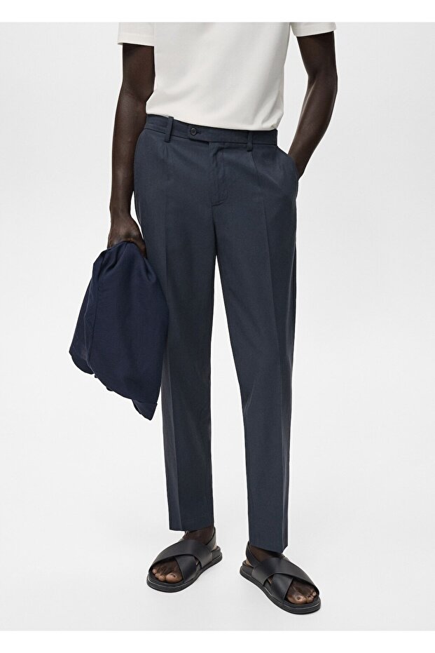 Tapered kesim pamuklu cropped pantolon - 1