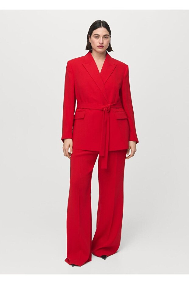 Fular detaylı blazer ceket - 7