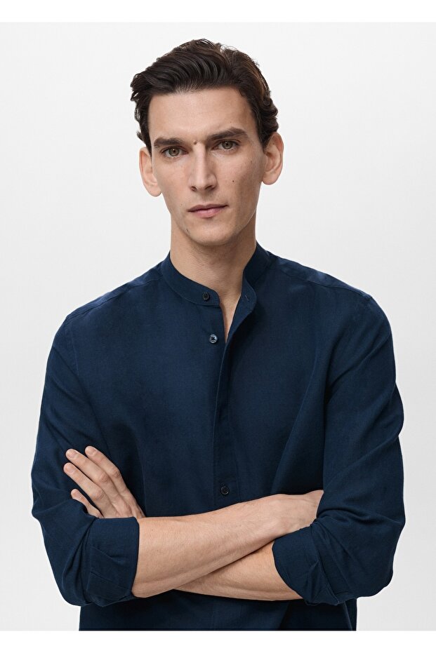 Hakim yaka keten gömlek - 6