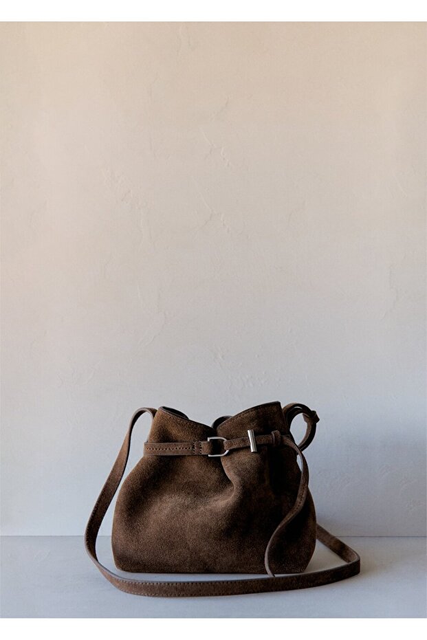 Süet omuzdan askılı çanta - 6