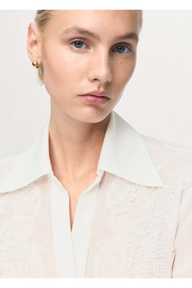 Yamalı lyocell gömlek - 6