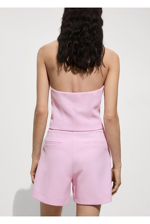 Halter yaka düğmeli yelek - 4