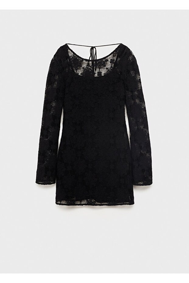 Dantel kısa elbise - 3