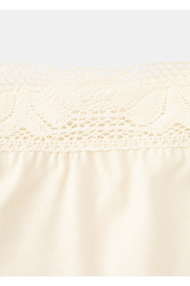 Dantel askılı pamuklu bluz - 5