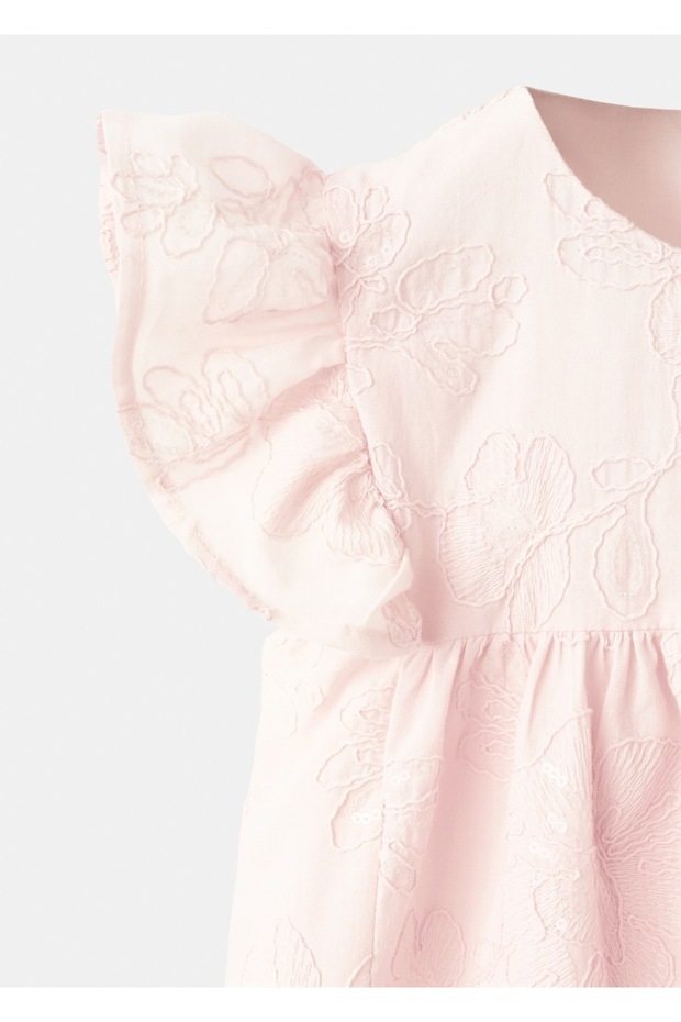 Çiçek işlemeli pamuklu elbise - 4