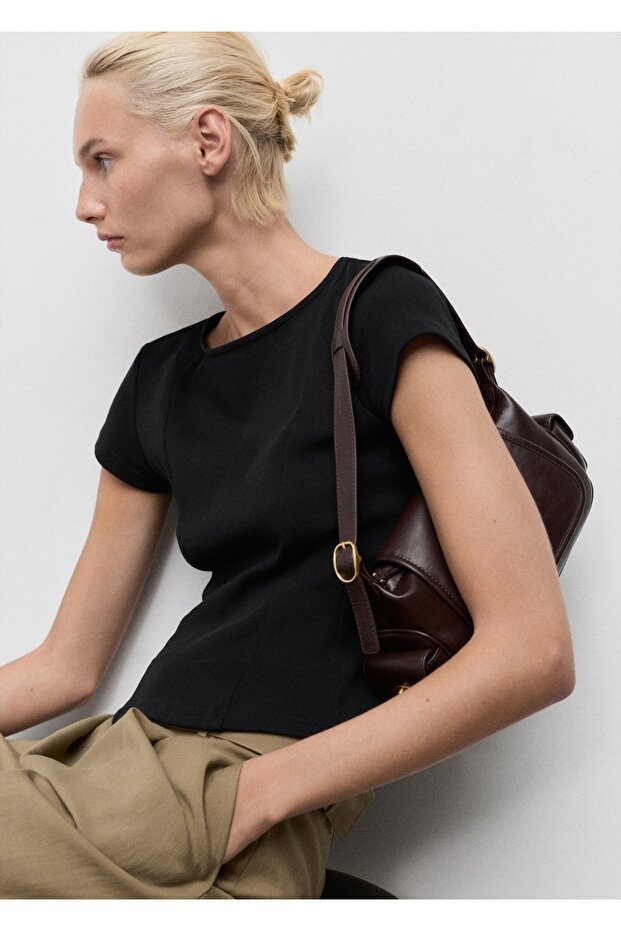 Pamuklu evaze tişört - 7